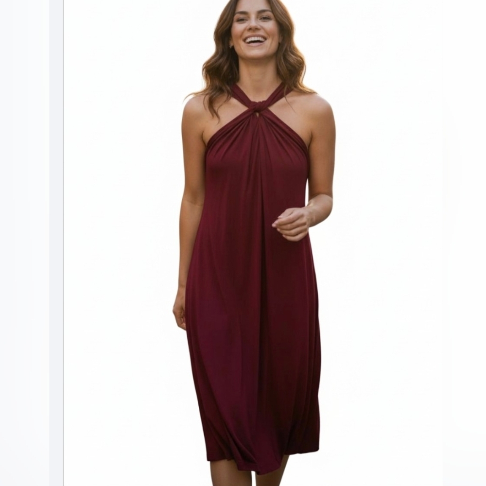 STITCH FIX NWT  Women's Elegant Burgundy Halter Dress.Size L